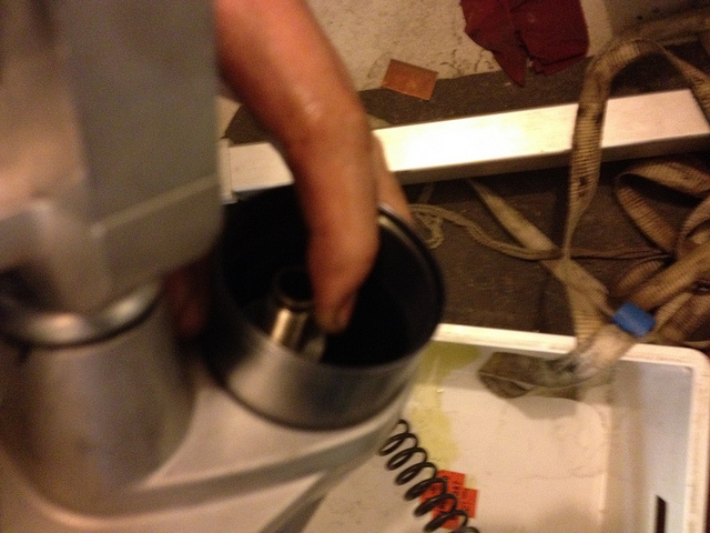 Holding to side to keep from spinning